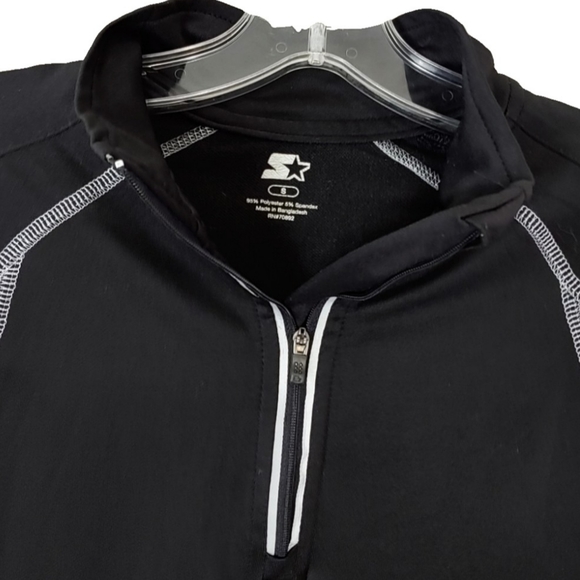 STARTER DRI-STAR BLACK 1/4 ZIP WITH WHITE TRIM TOP - Picture 4 of 6